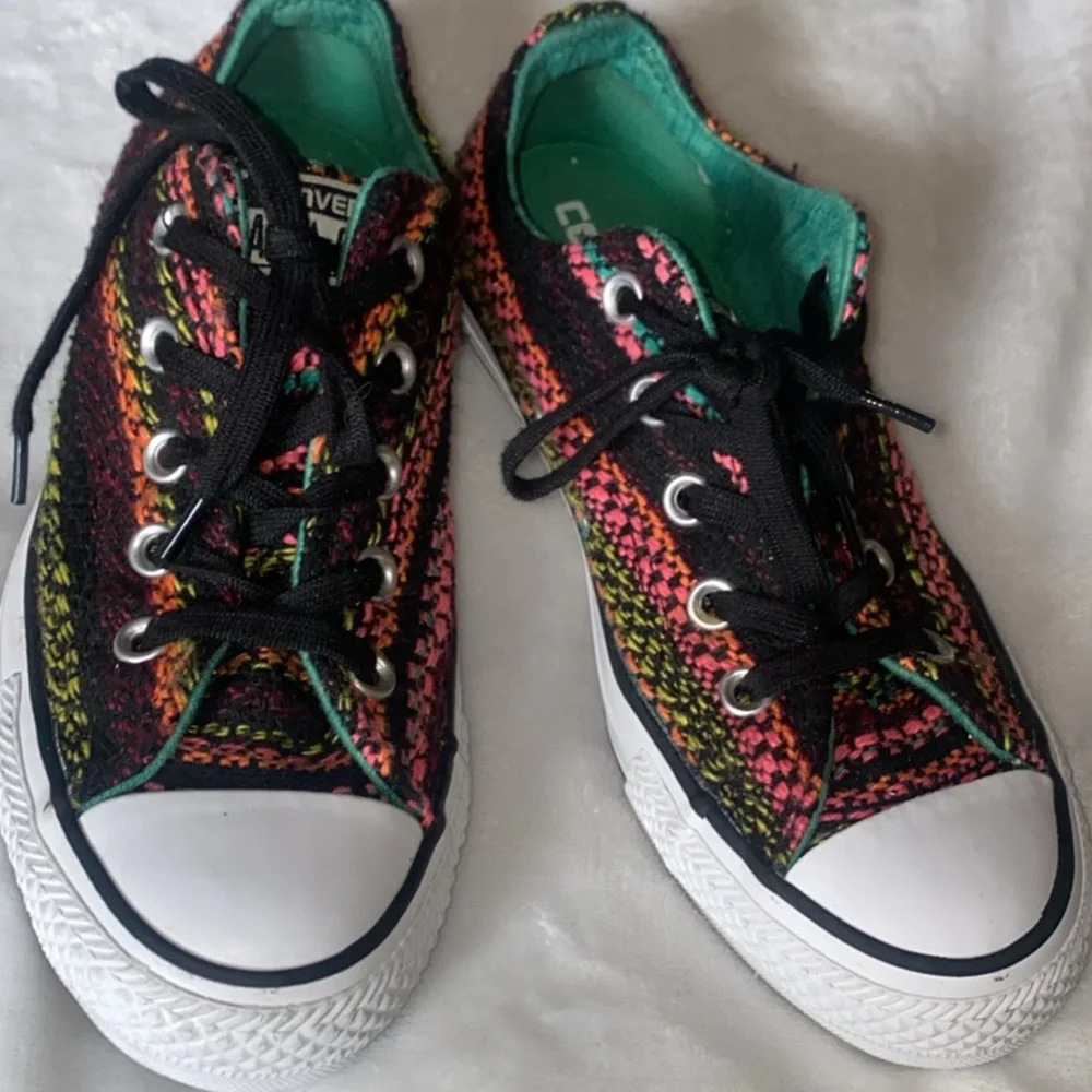 Converse woven multi color knit low tops sneakers SZ 6 women - Picture 1 of 5